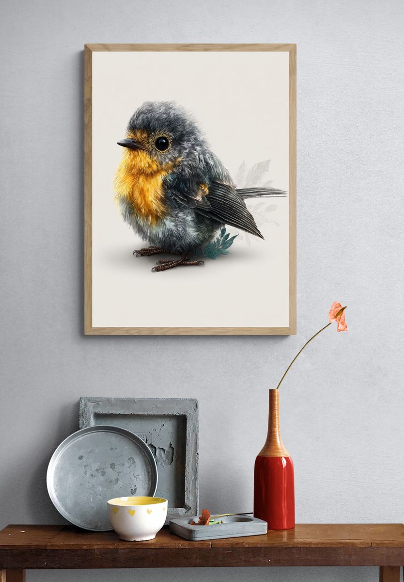 Charming Bird Illustration Poster. — room view 3