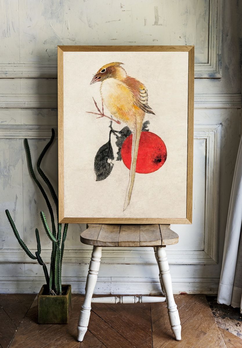 Bird on a Branch — Watercolor Print. — room view 1