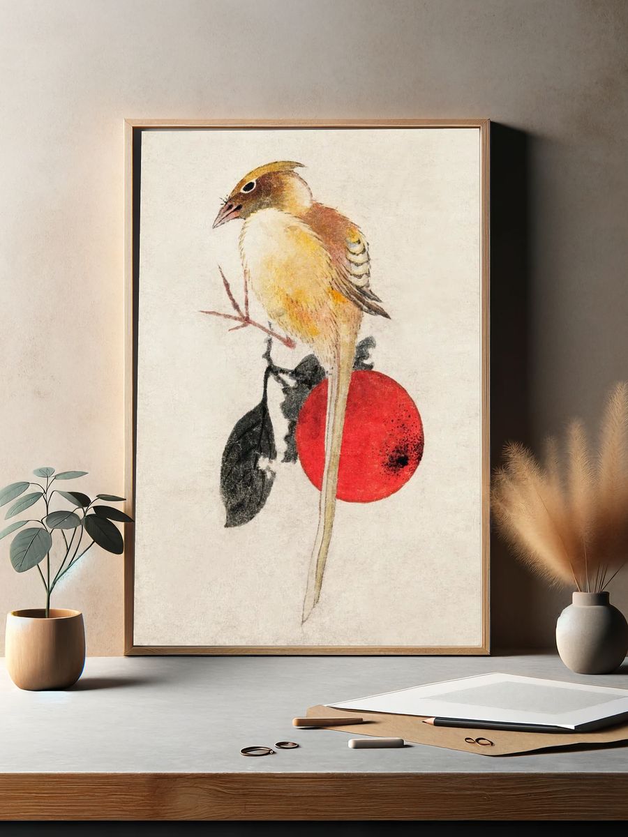Bird on a Branch — Watercolor Print. — room view 2