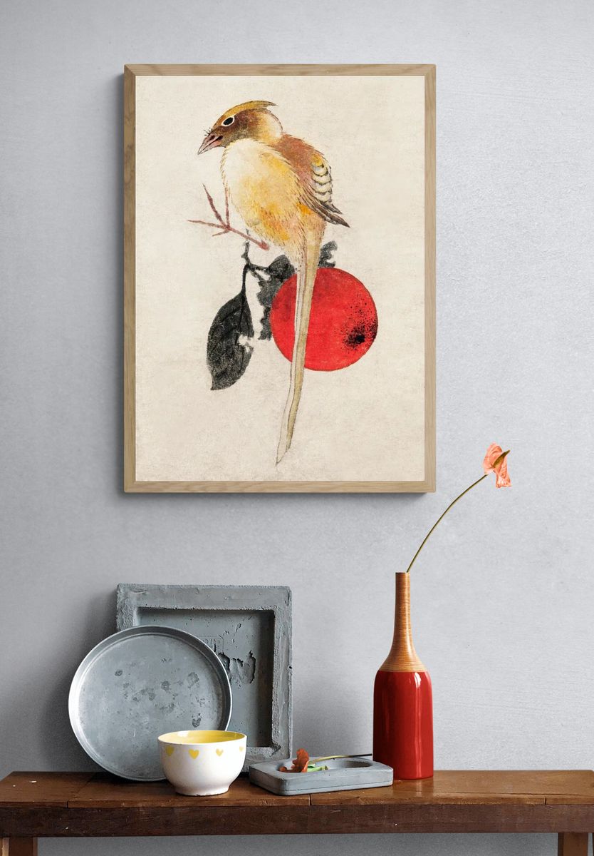 Bird on a Branch — Watercolor Print. — room view 3