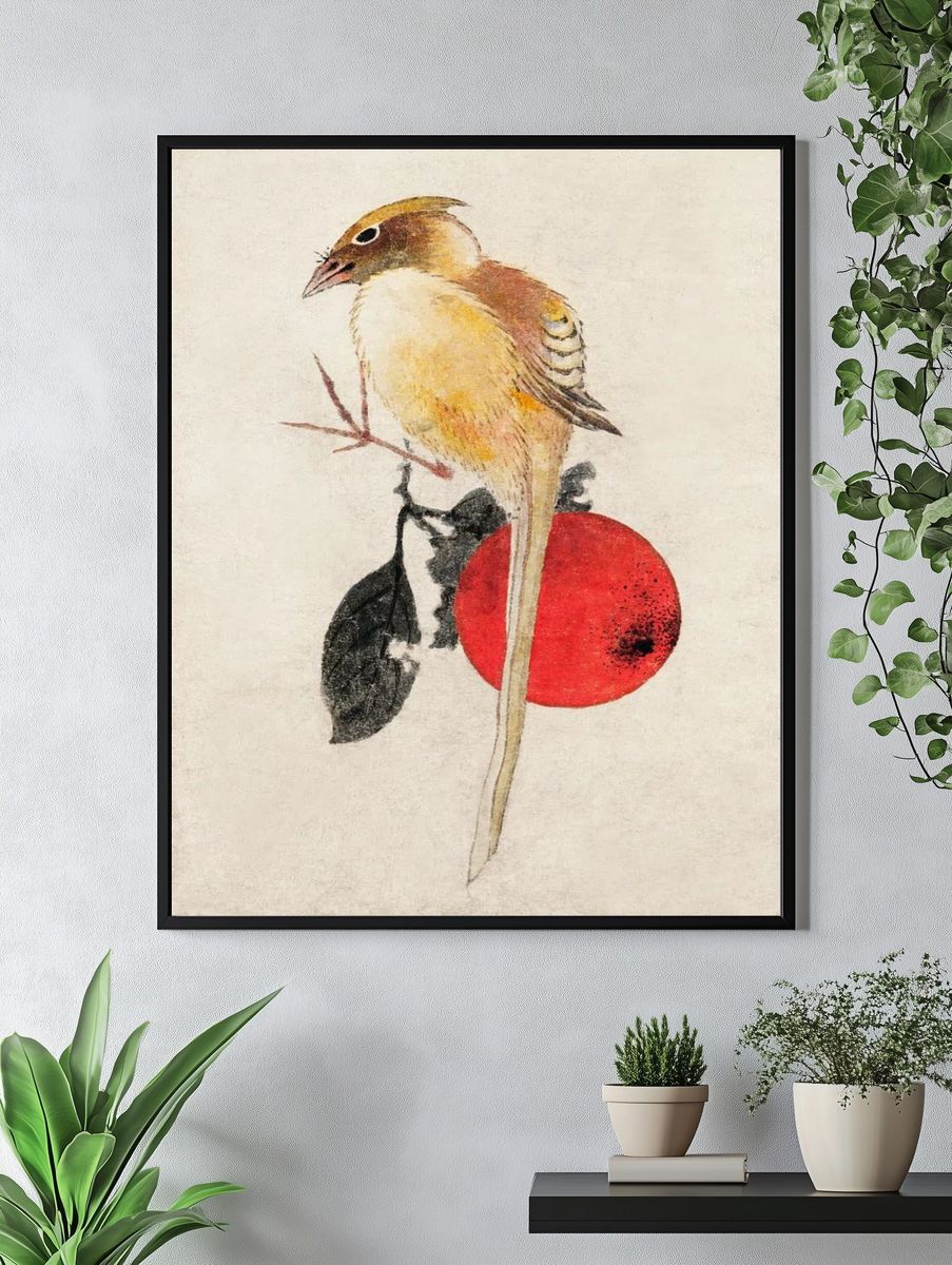 Bird on a Branch — Watercolor Print. — room view 4