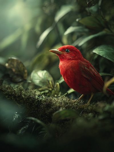 Scarlet Tanager Bird — Nature Print