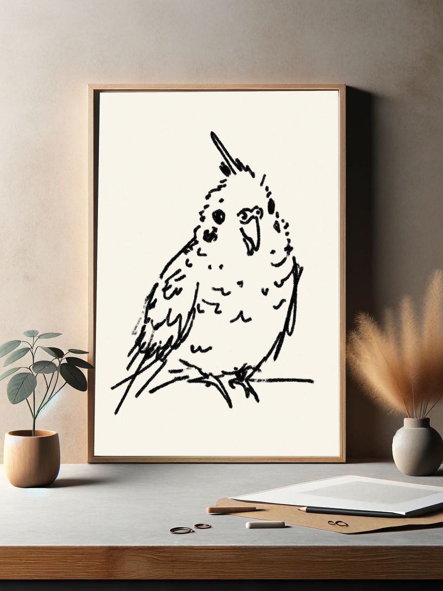 Charming Bird Sketch Poster. — room view 2