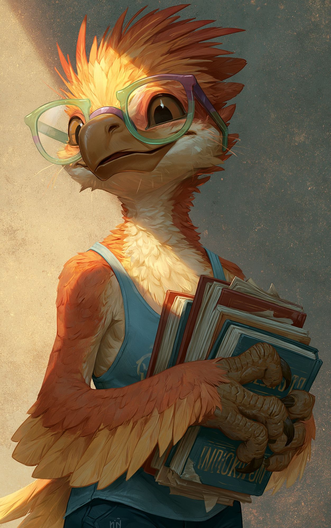 Bookish Bird Illustration Poster. poster detail