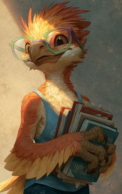 Bookish Bird Illustration Poster.