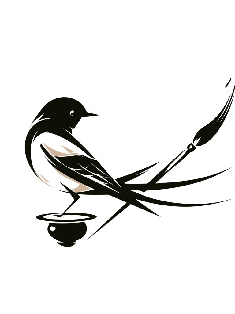 Stylized Bird Ink Poster. poster — illustration art