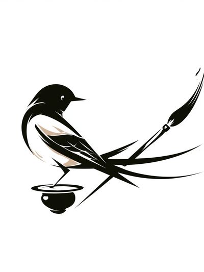 Stylized Bird Ink Poster.