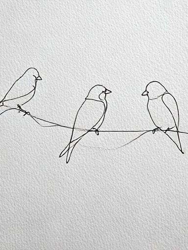 Three Birds Line Art Poster. poster detail