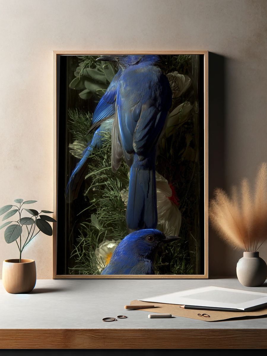 Blue Birds — Nature Print. — room view 2