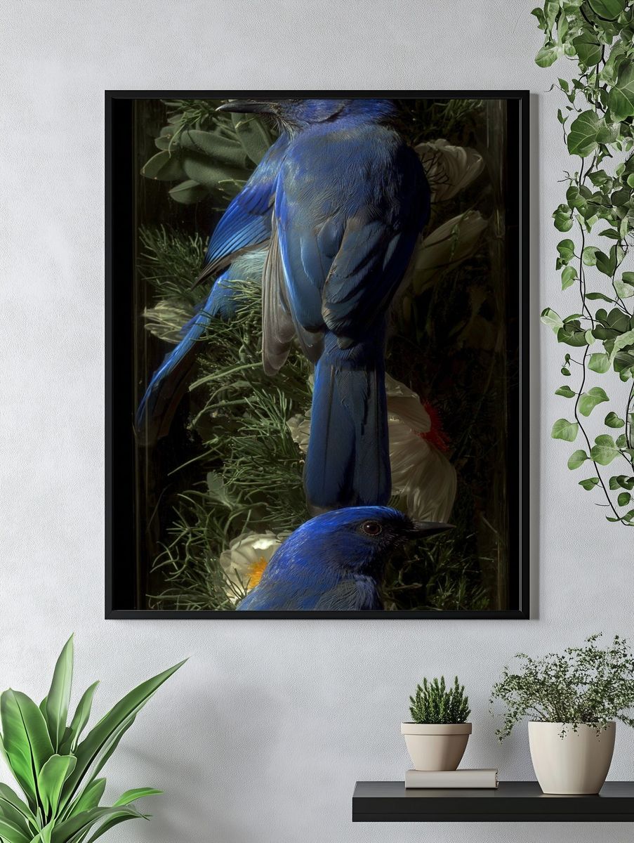 Blue Birds — Nature Print. — room view 4
