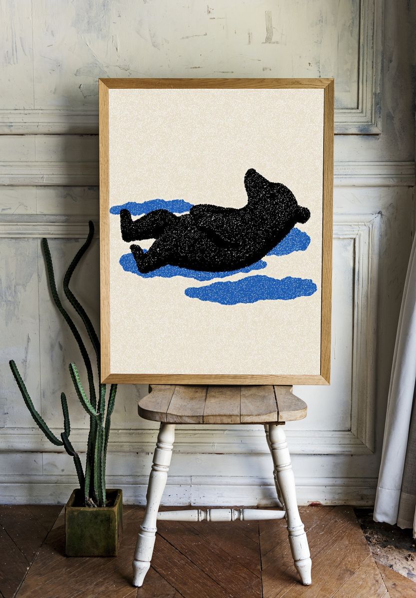 Relaxing Bear — Illustration Print. — room view 1