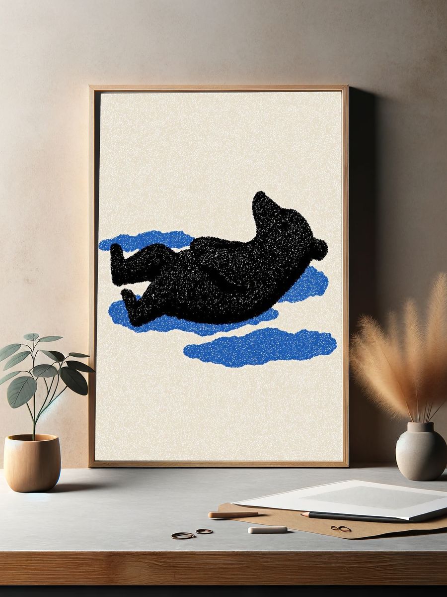 Relaxing Bear — Illustration Print. — room view 2