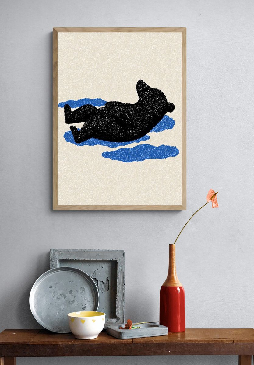 Relaxing Bear — Illustration Print. — room view 3