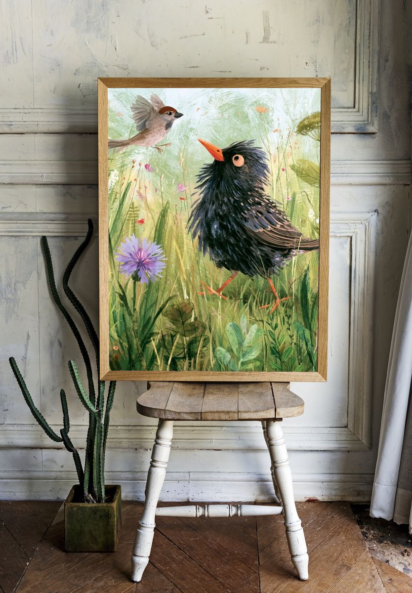 Garden Birds Watercolor Poster. room preview