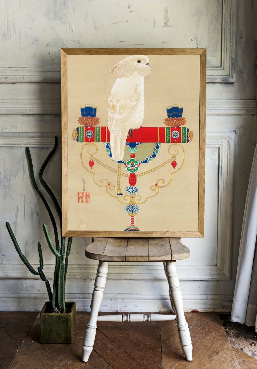 Elegant White Bird — Asian Art Print. — room view 1
