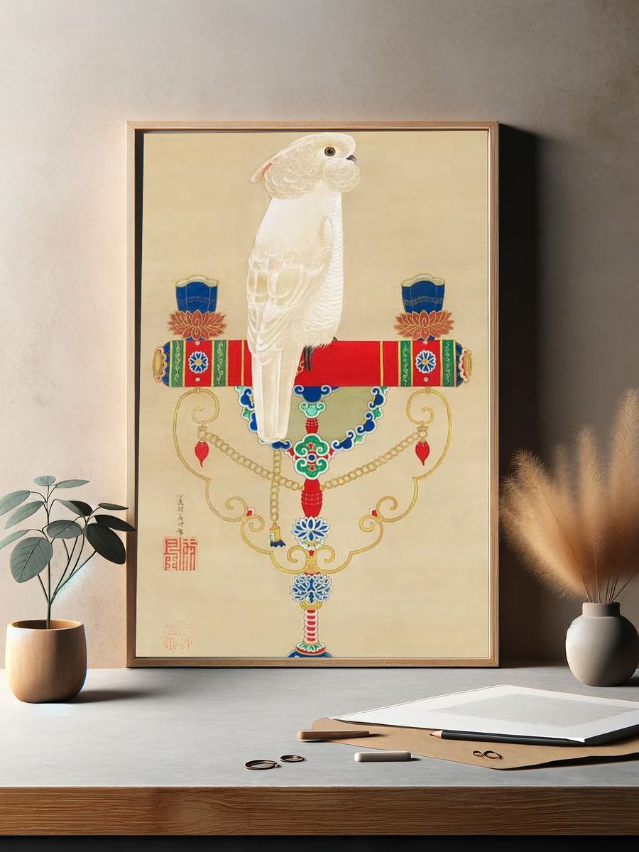 Elegant White Bird — Asian Art Print. — room view 2