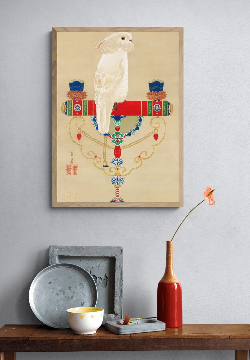 Elegant White Bird — Asian Art Print. — room view 3