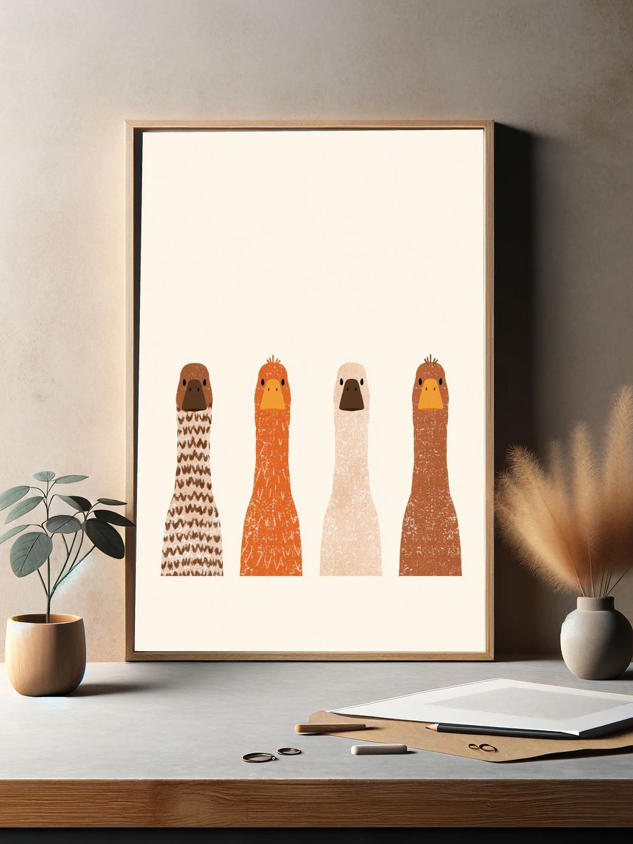 Four Birds Illustration Poster. — room view 2