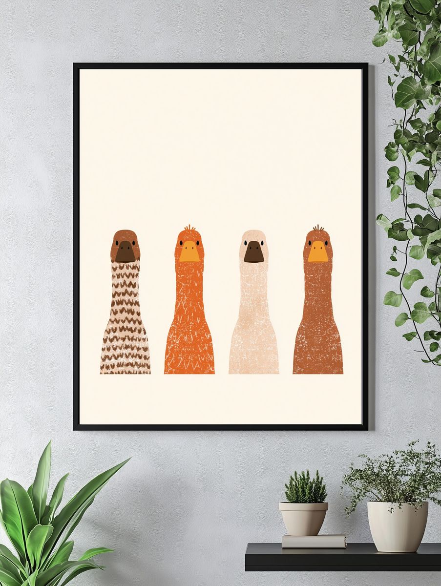 Four Birds Illustration Poster. — room view 4