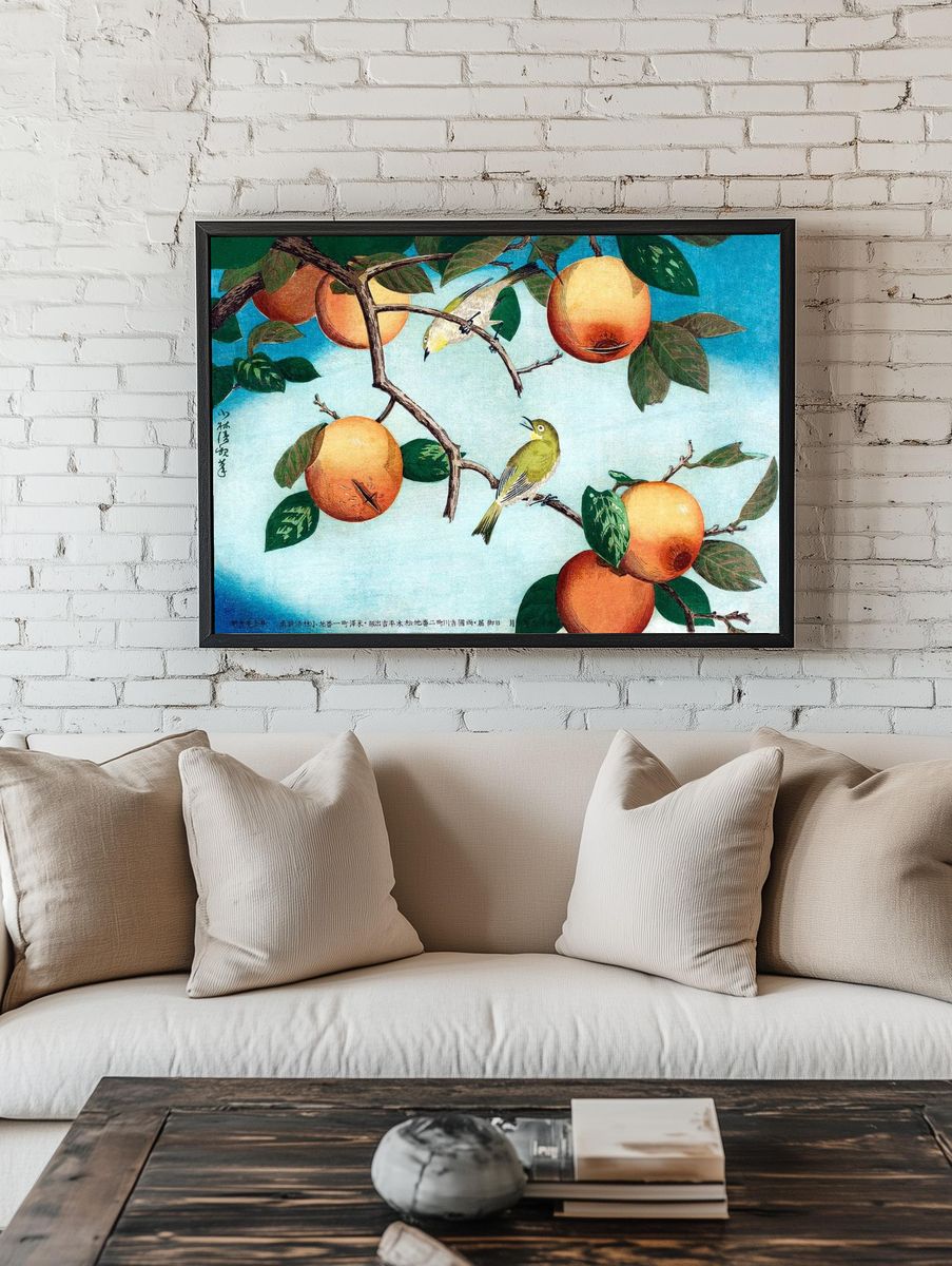 Persimmons White-Eyes (1880) Kobayashi Kiyochika. room preview