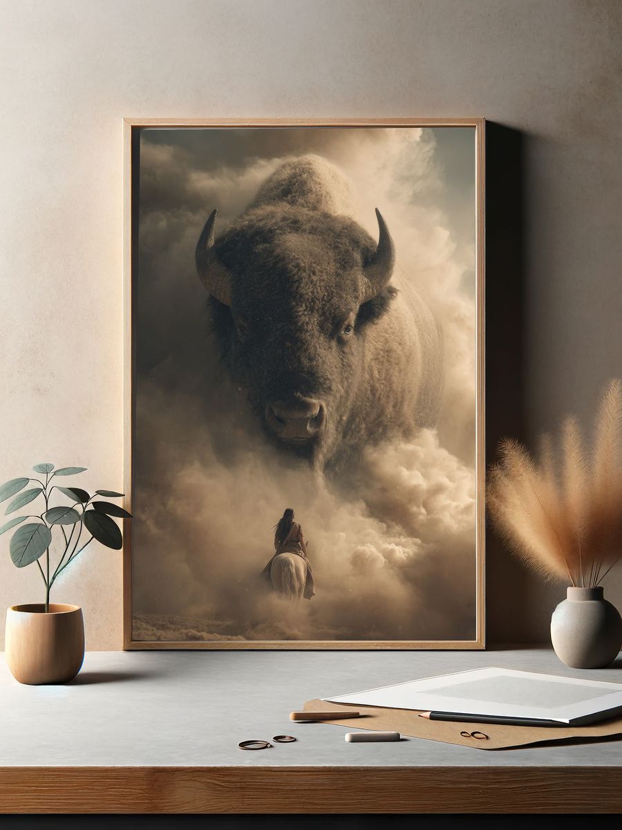 Majestic Bison Encounter — Fine Art Print. — room view 2