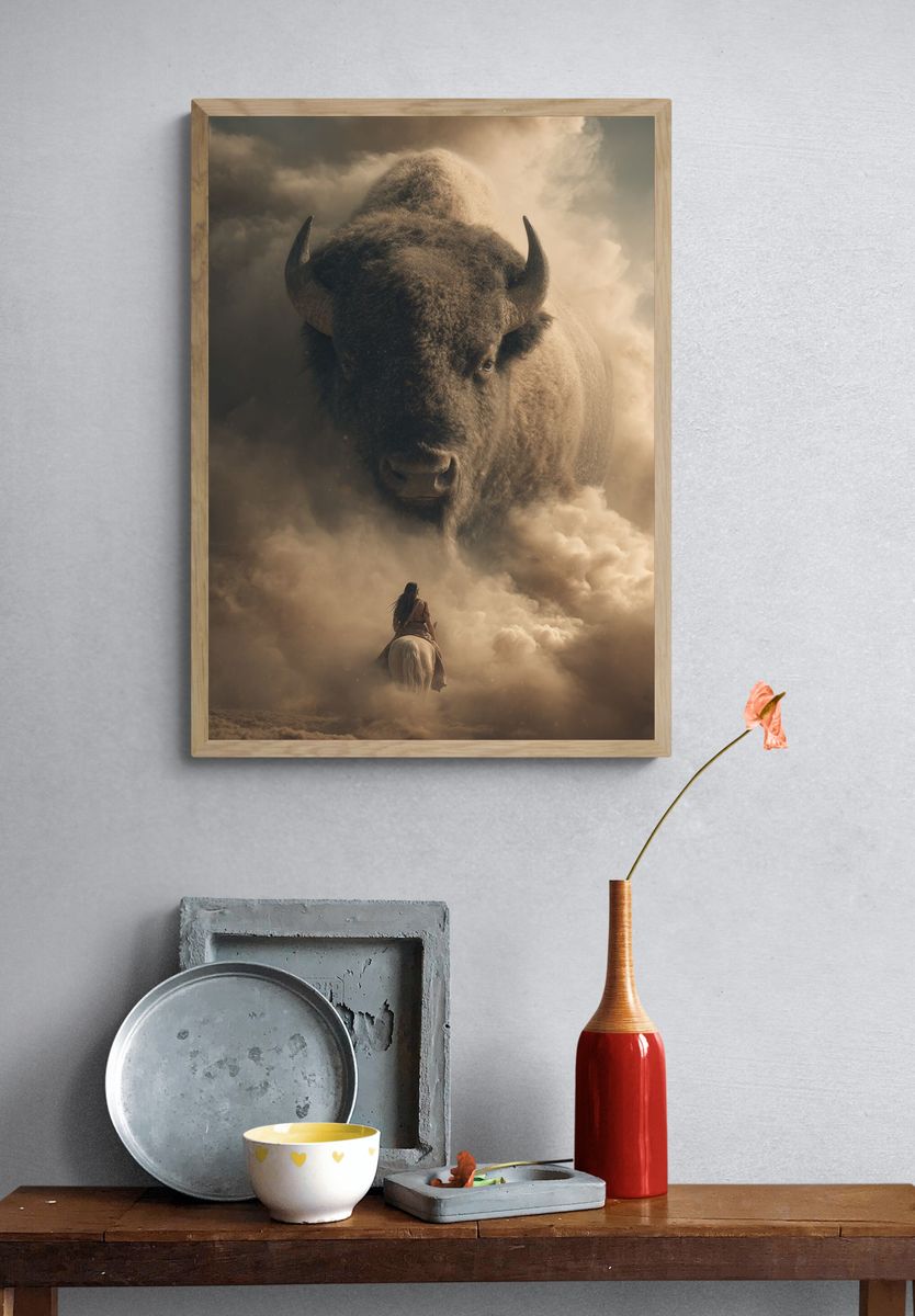 Majestic Bison Encounter — Fine Art Print. — room view 3