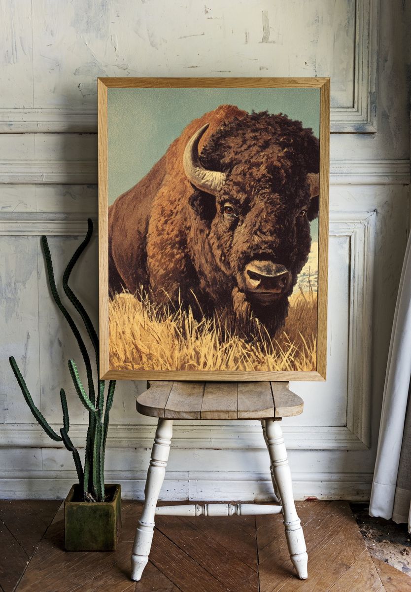 American Bison Vintage Poster. — room view 1