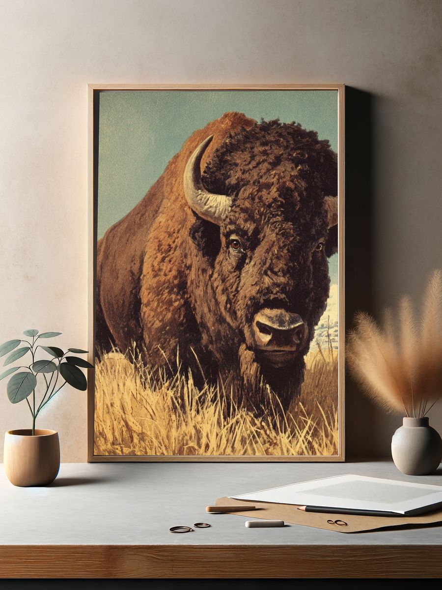 American Bison Vintage Poster. — room view 2