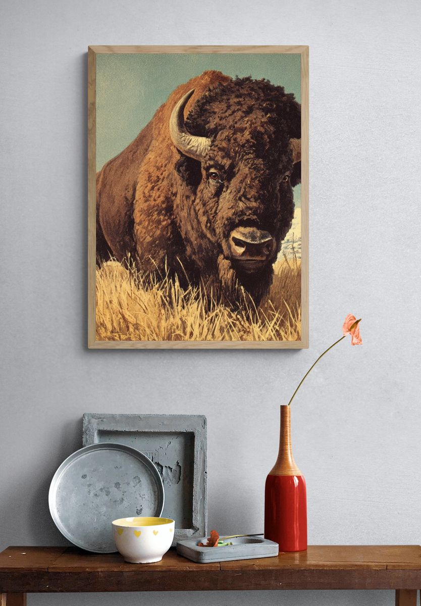 American Bison Vintage Poster. — room view 3