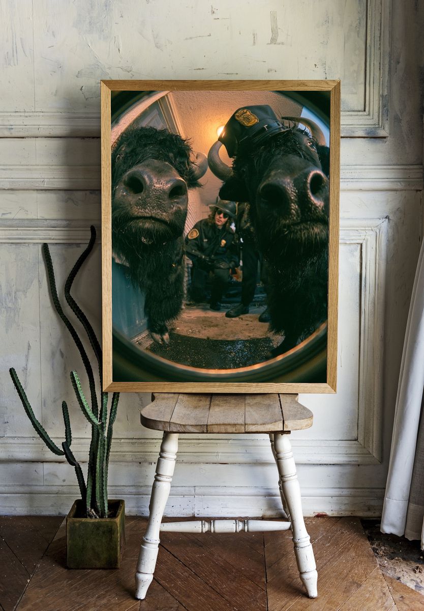 Bison Police Fisheye Poster. — room view 1
