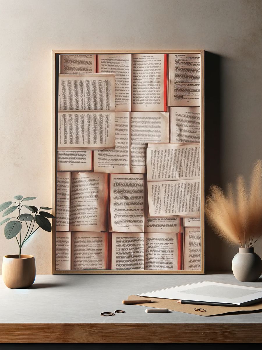 Vintage Book Pages Poster. — room view 2