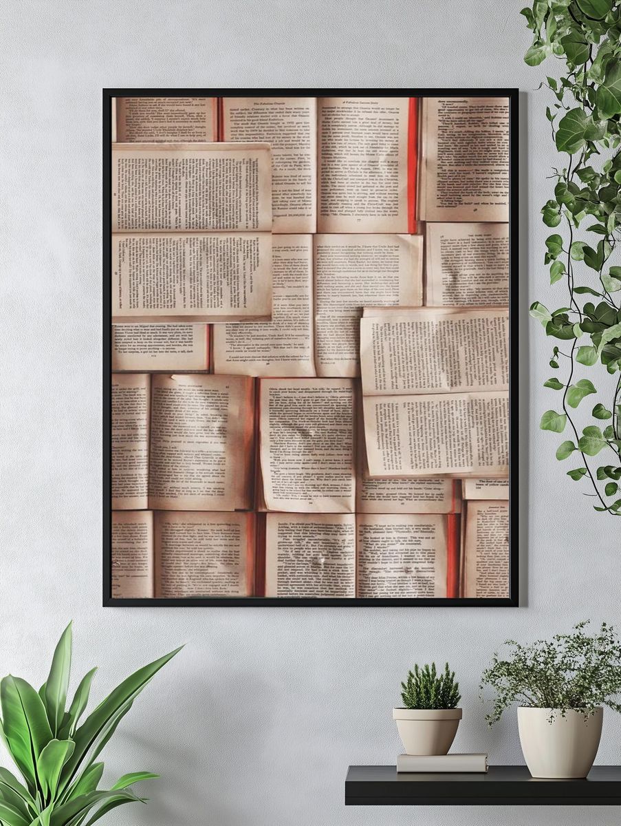 Vintage Book Pages Poster. — room view 4
