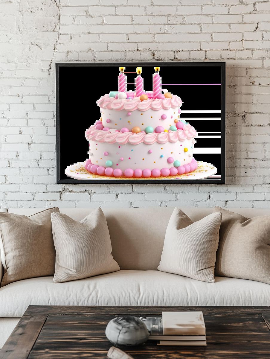 Birthday Cake — Illustration Print. — room view 1