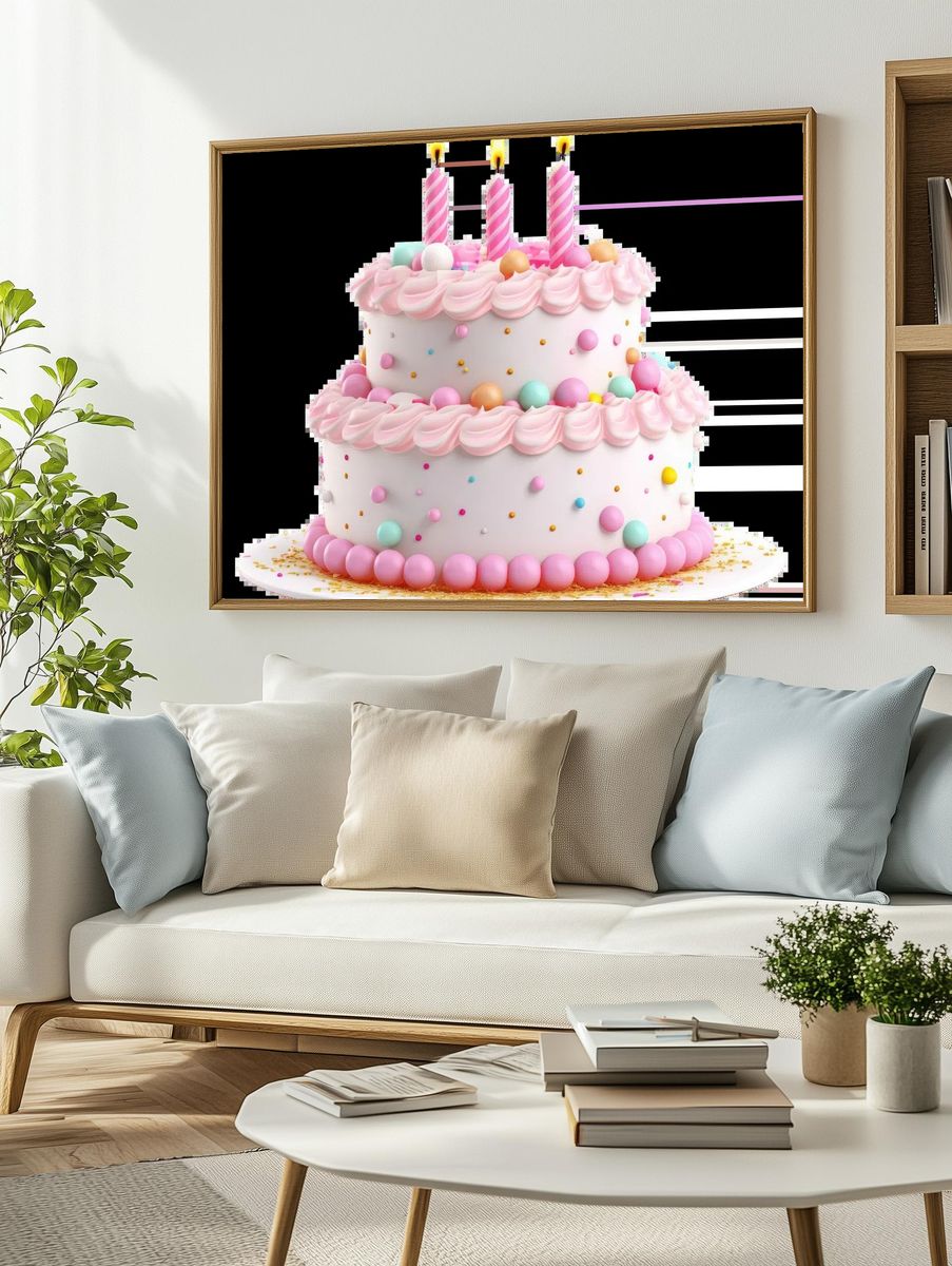 Birthday Cake — Illustration Print. — room view 2