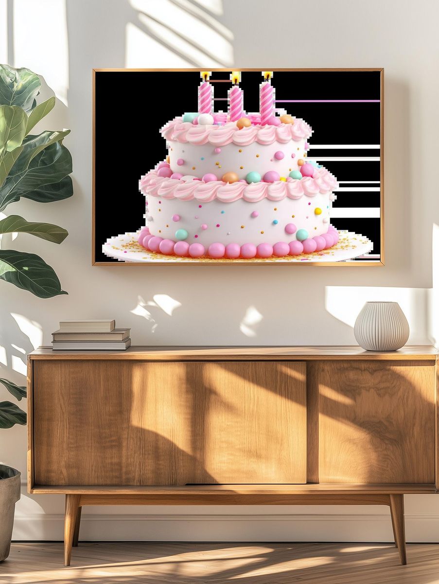 Birthday Cake — Illustration Print. — room view 3