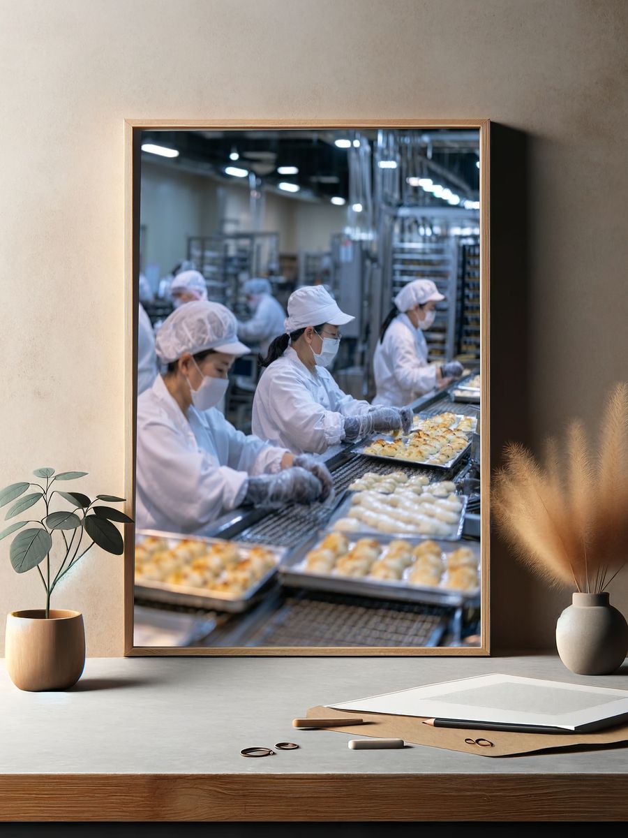 Bakery Production Line Photography Poster. — room view 2