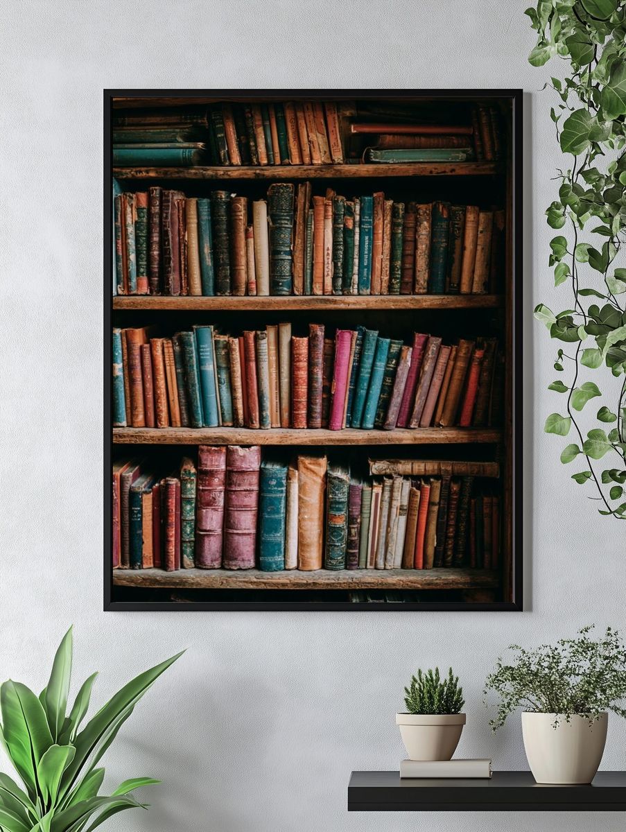 Vintage Bookshelf Photography Poster. — room view 4