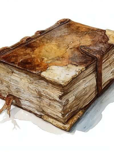 Ancient Book Watercolor Print.