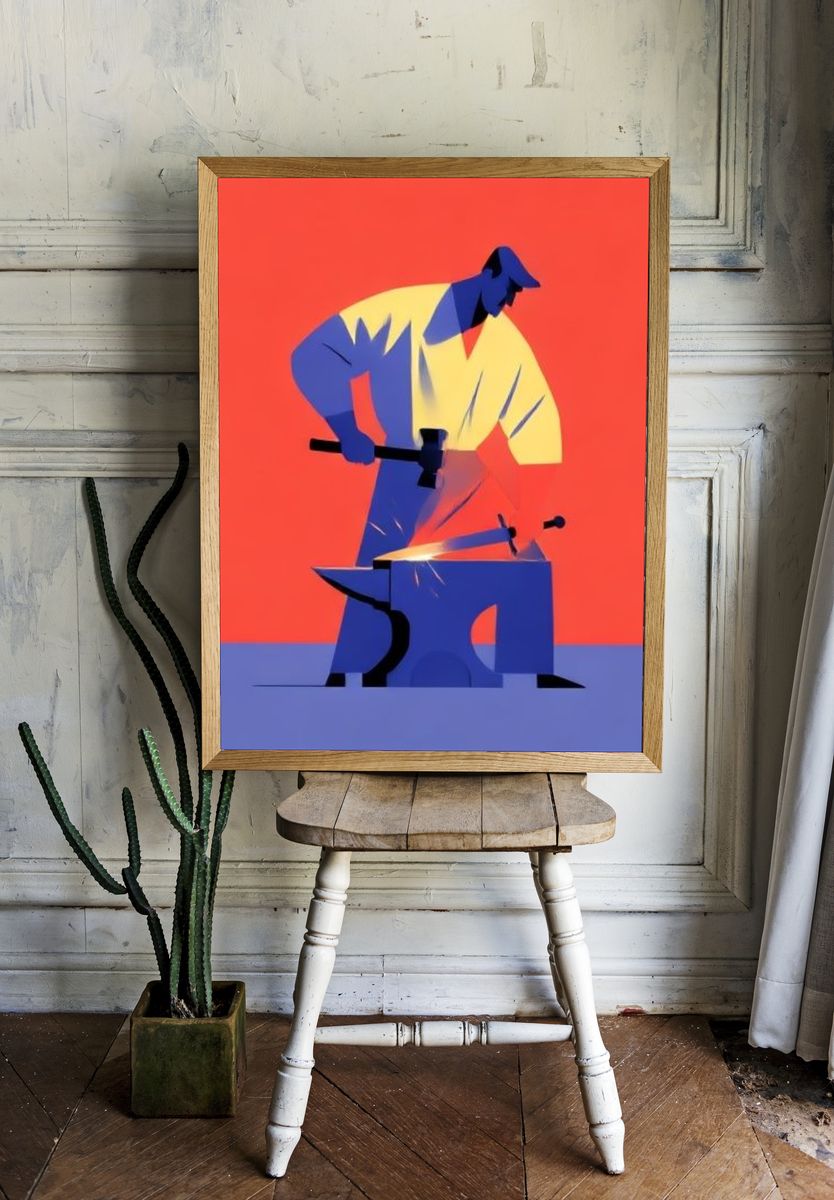Blacksmith Abstract Illustration Poster. room preview