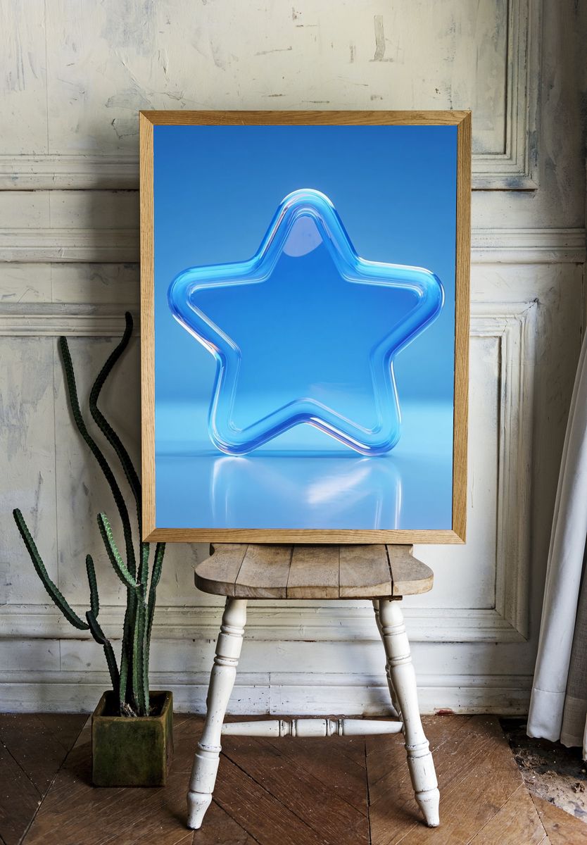 Blue Glass Star Poster. — room view 1