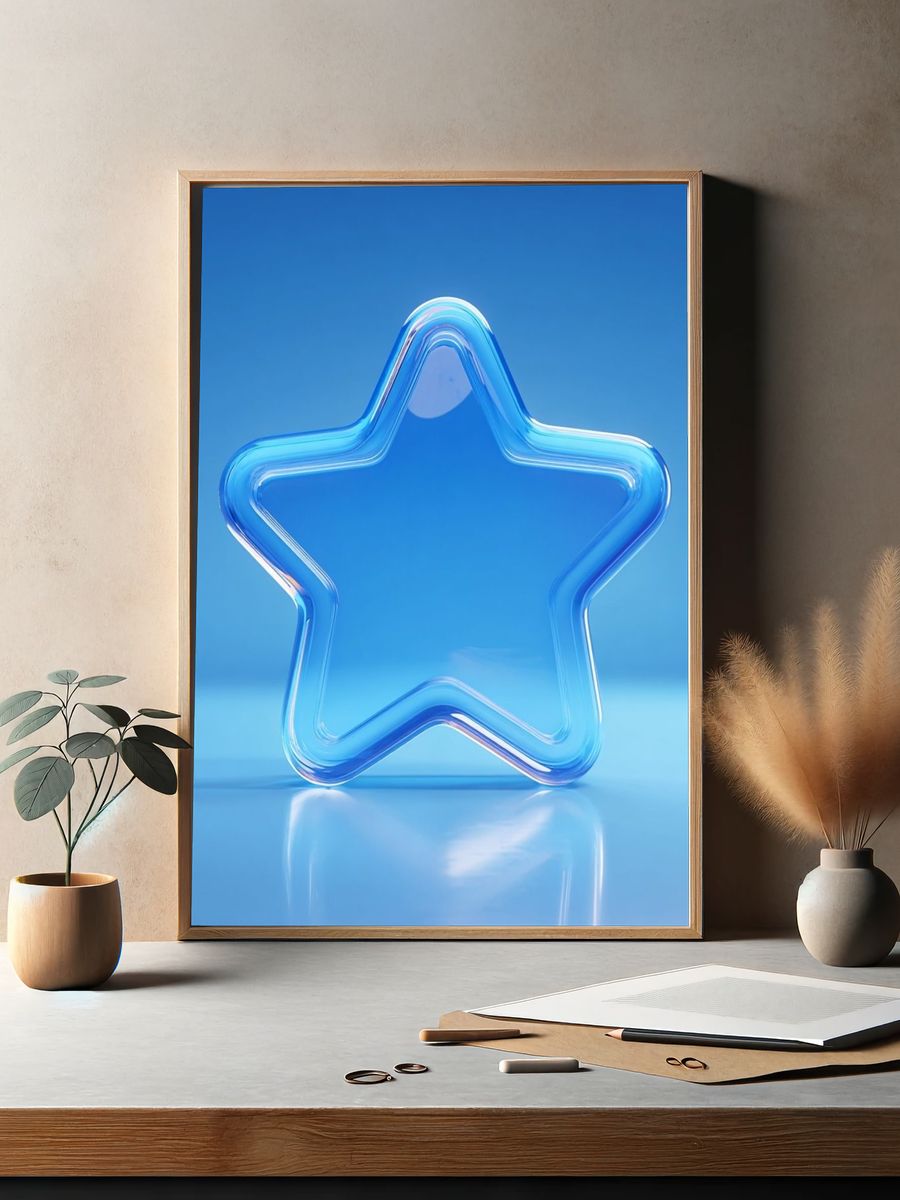 Blue Glass Star Poster. — room view 2
