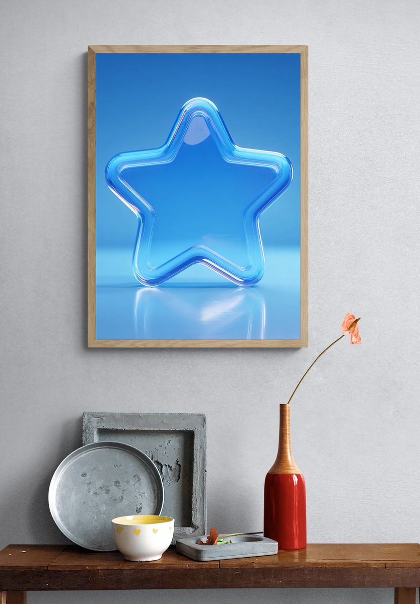 Blue Glass Star Poster. — room view 3