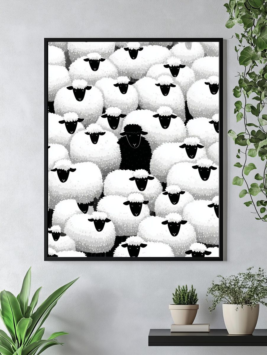 Black Sheep Among White Sheep — Illustration Print. — room view 4