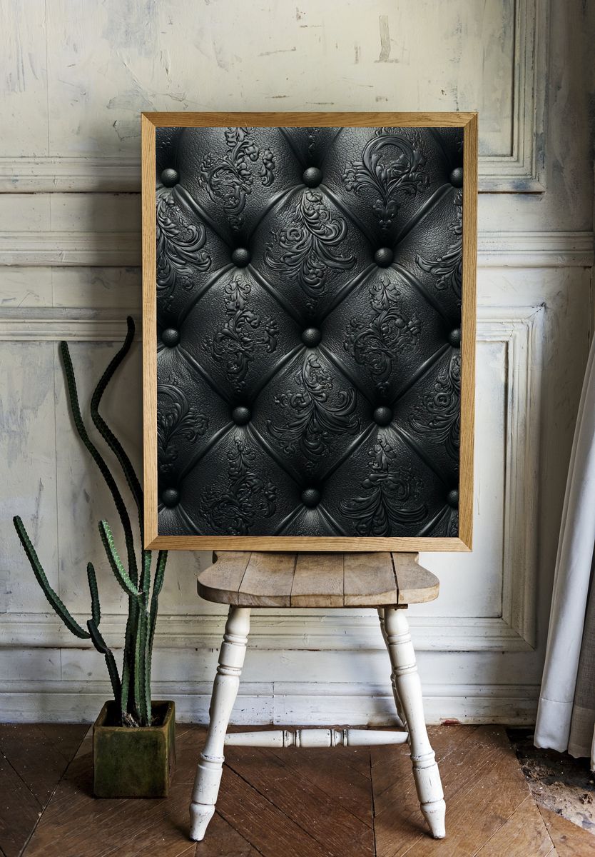 Elegant Black Leather Texture Poster. — room view 1