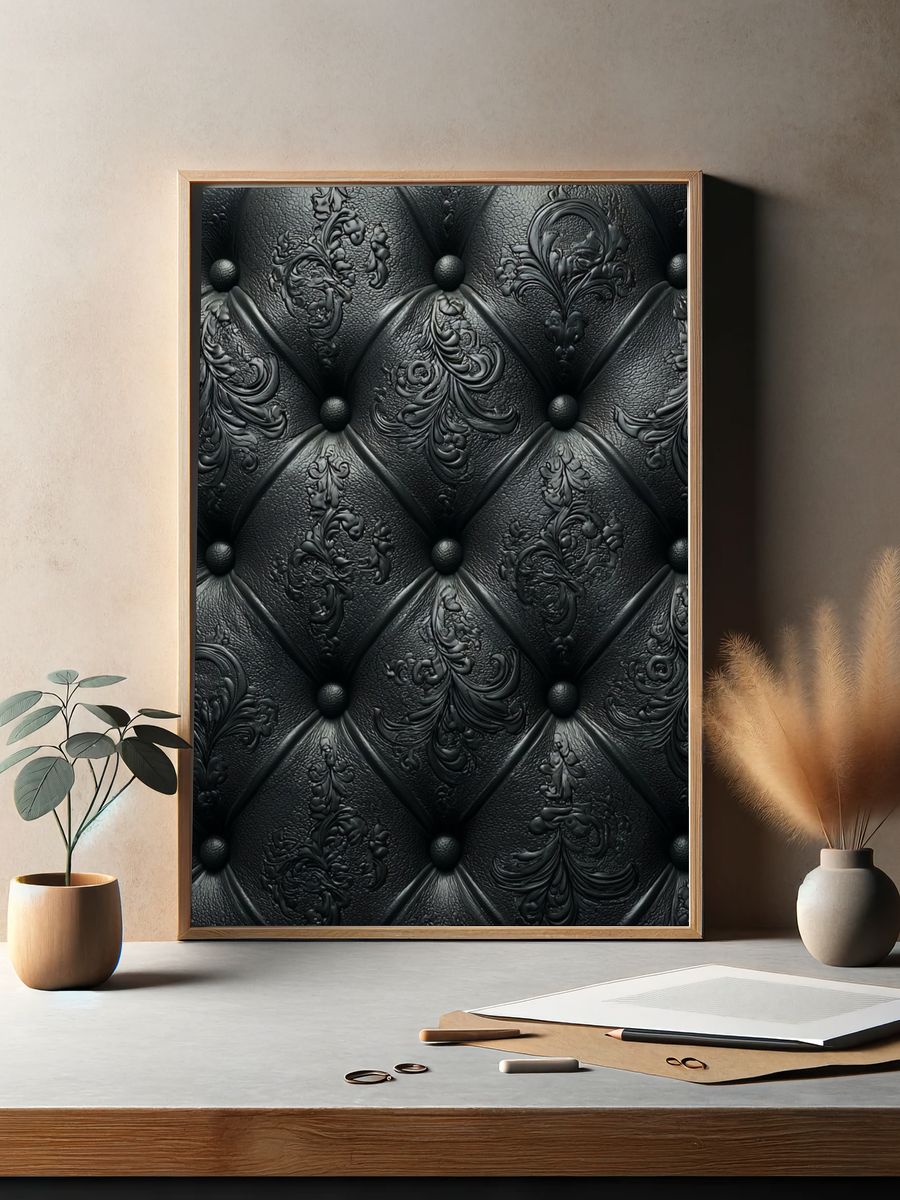 Elegant Black Leather Texture Poster. — room view 2