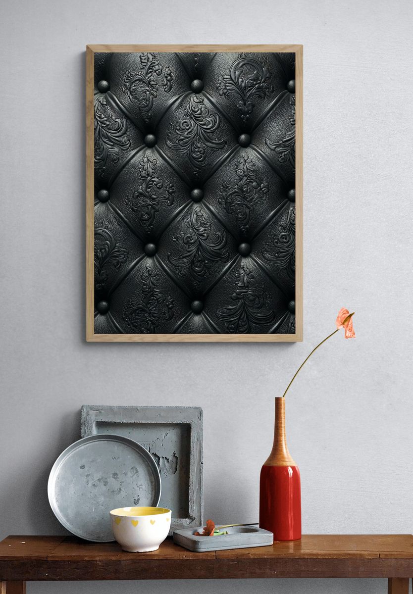 Elegant Black Leather Texture Poster. — room view 3