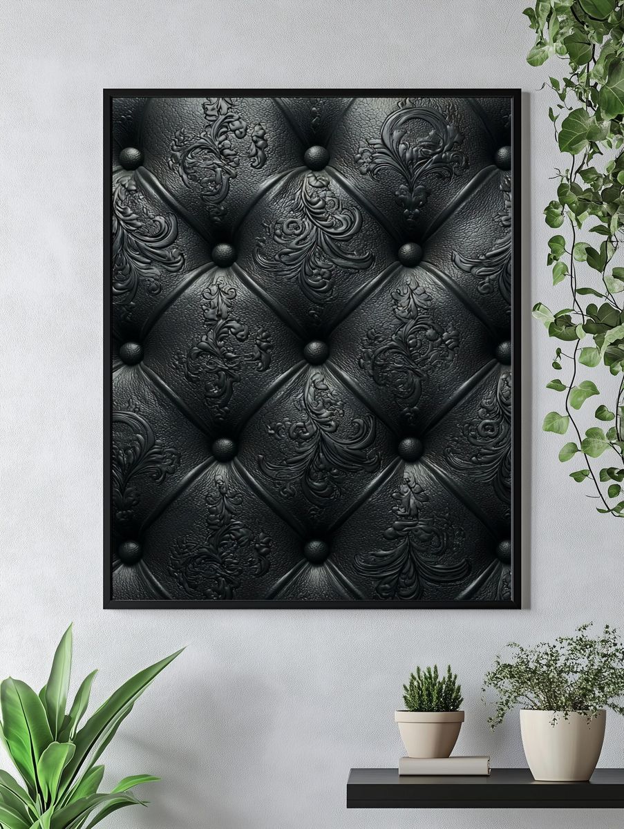 Elegant Black Leather Texture Poster. — room view 4