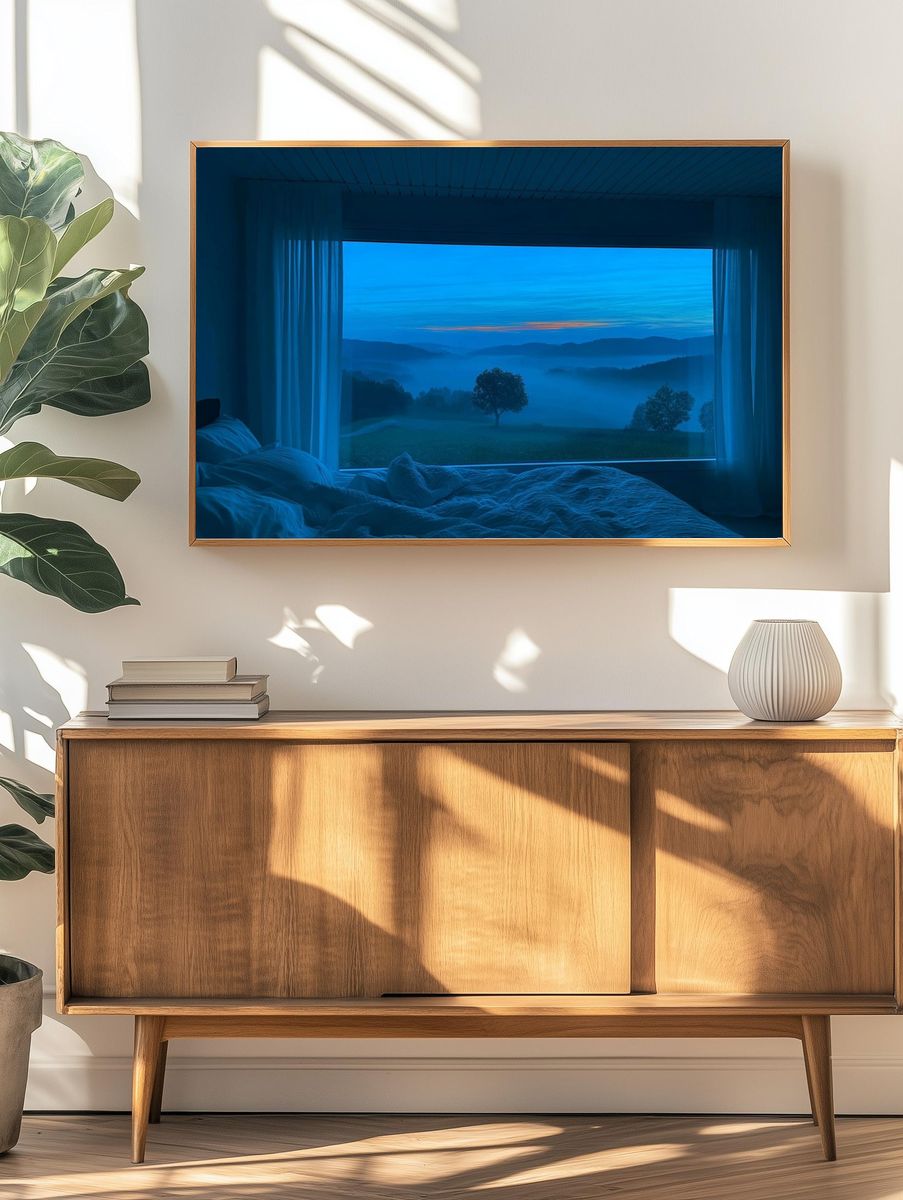 Serene Blue Landscape — Photography Print. — room view 3