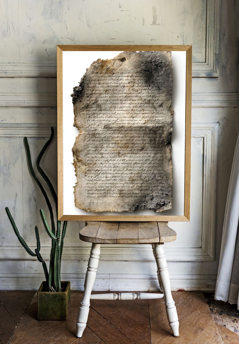 Burnt Manuscript Texture Print. — room view 1