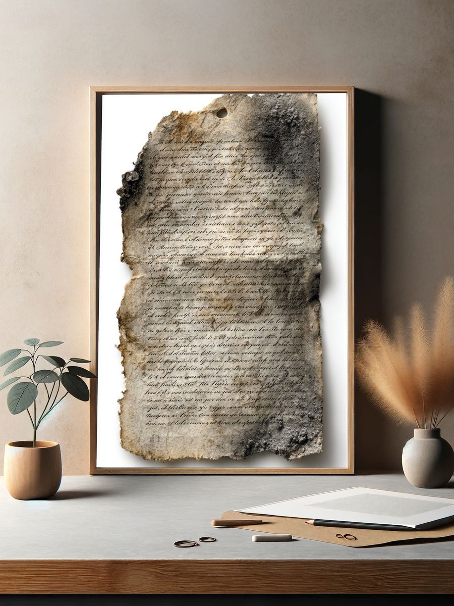 Burnt Manuscript Texture Print. — room view 2